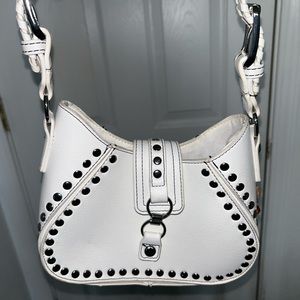 White studded cross body purse